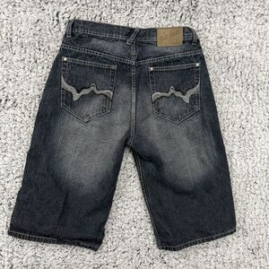 Red BBQ Embroidered Eagle Wings Graphic Jorts Y2K Grunge JNCO Style Baggy Sz 32
